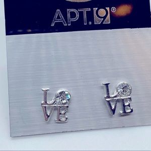 APT 9 Silver Toned Love Earrings NWT